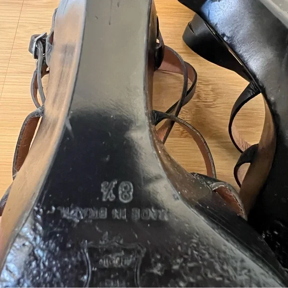 Pour La Victoire black moto buckle ring wedge sandals 8.5 - Picture 5 of 6